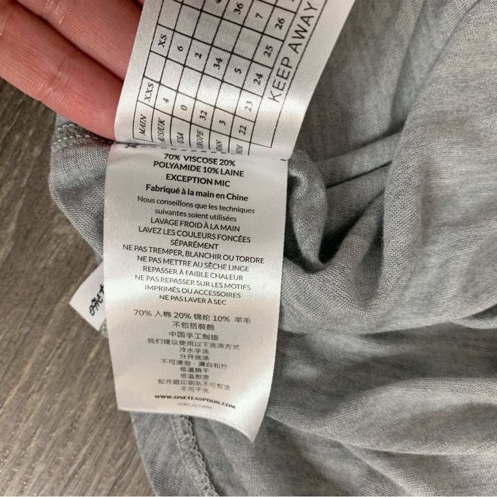 Revolve One Teaspoon T-shirt Dress Soho Wool Blend Long SleevesLight Gray Size S - Picture 7 of 12